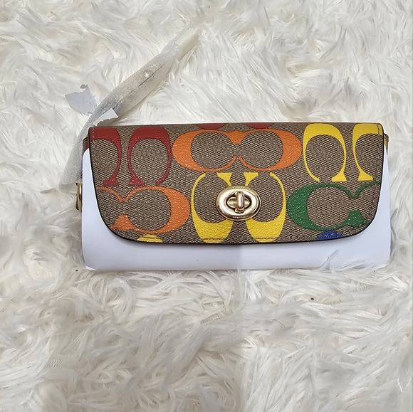 COACH Pride Rainbow Signature Canvas Sunglass Case Pride Collection Coach Bags - Picture 10 of 10